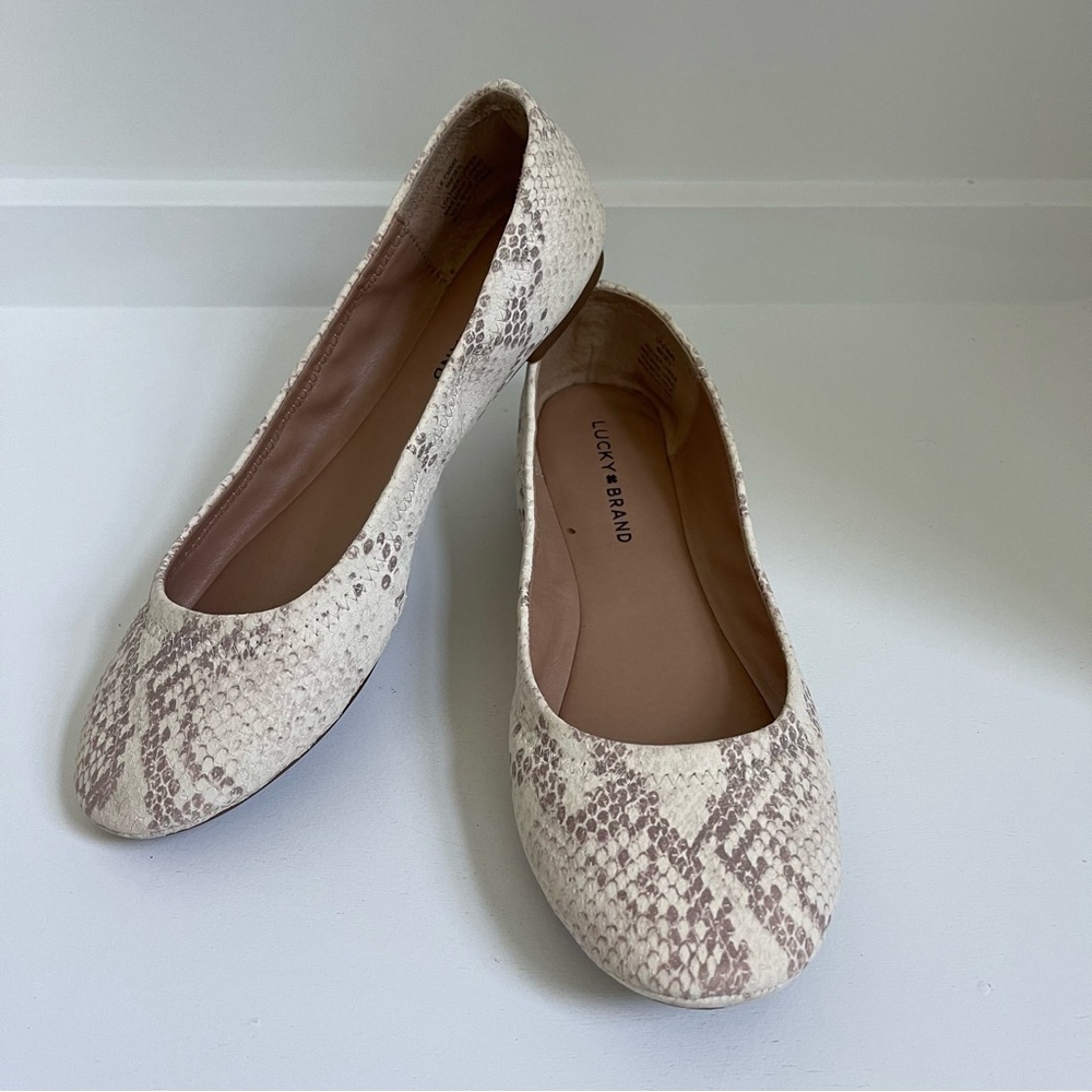Lucky Brand Lk-Emmie Leather Snakeskin Flats 8M